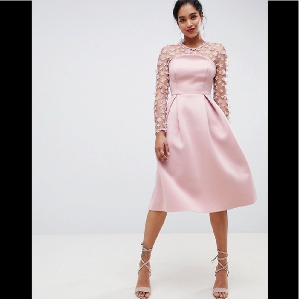 NWT ASOS 3D Floral Lace Bandeau Scuba Dress